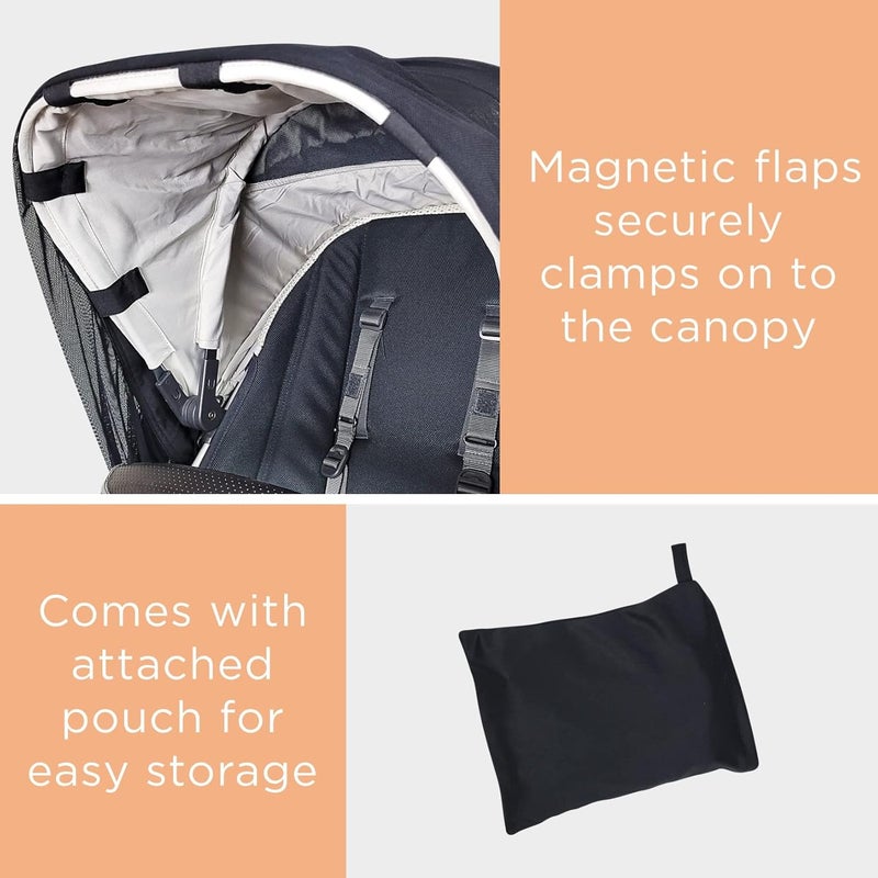 liuliuby Baby Stroller Sun Shade Cover | Stroller Shade Extender for Sun | Canopy Extender with Full Coverage | Universal Baby Sunshade Accessories for Summer | Bug Net Protection Cover Attachment for Outdoor - Image 4